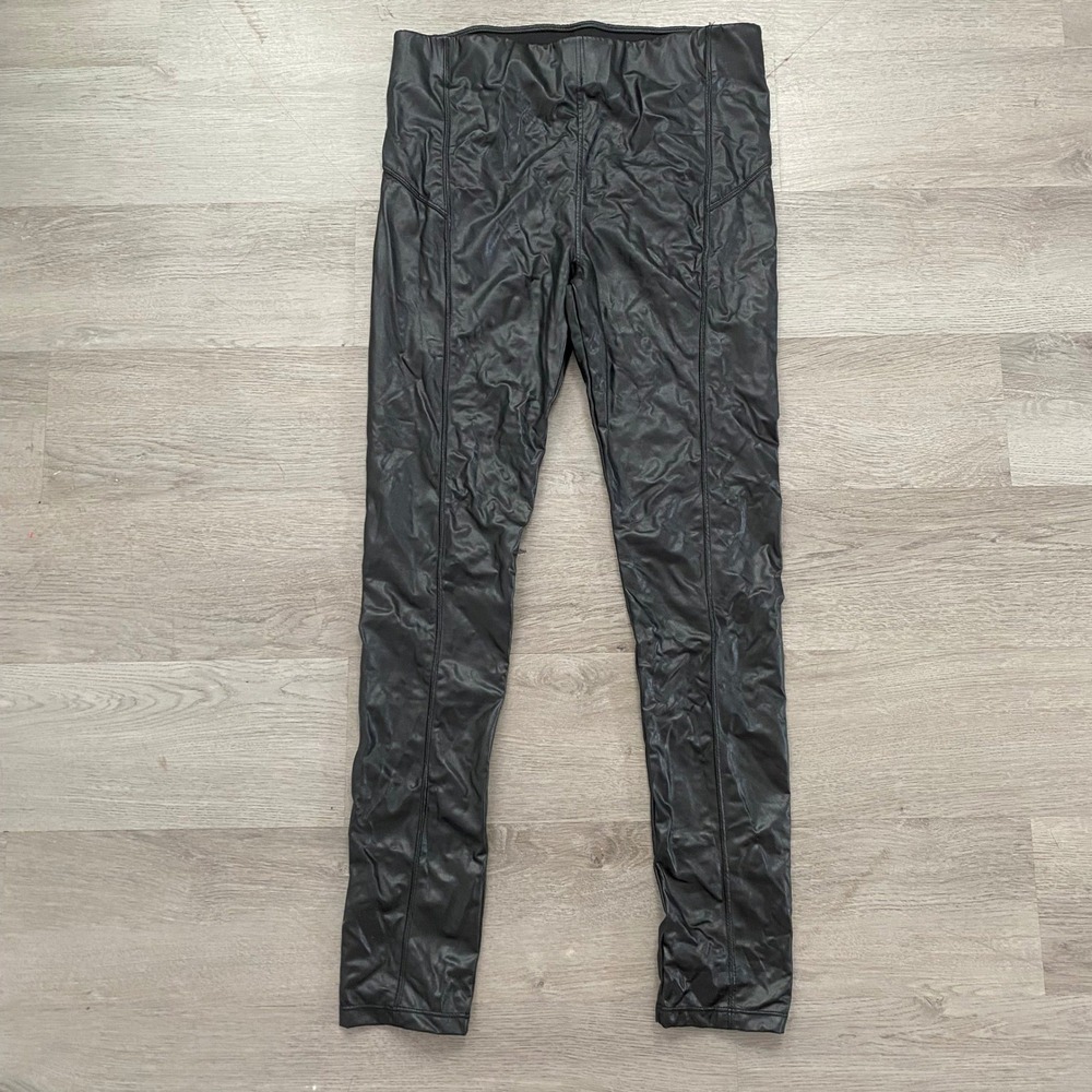 David Lerner Vegan Leather Leggings Women XL Black Moto Seamed High Rise